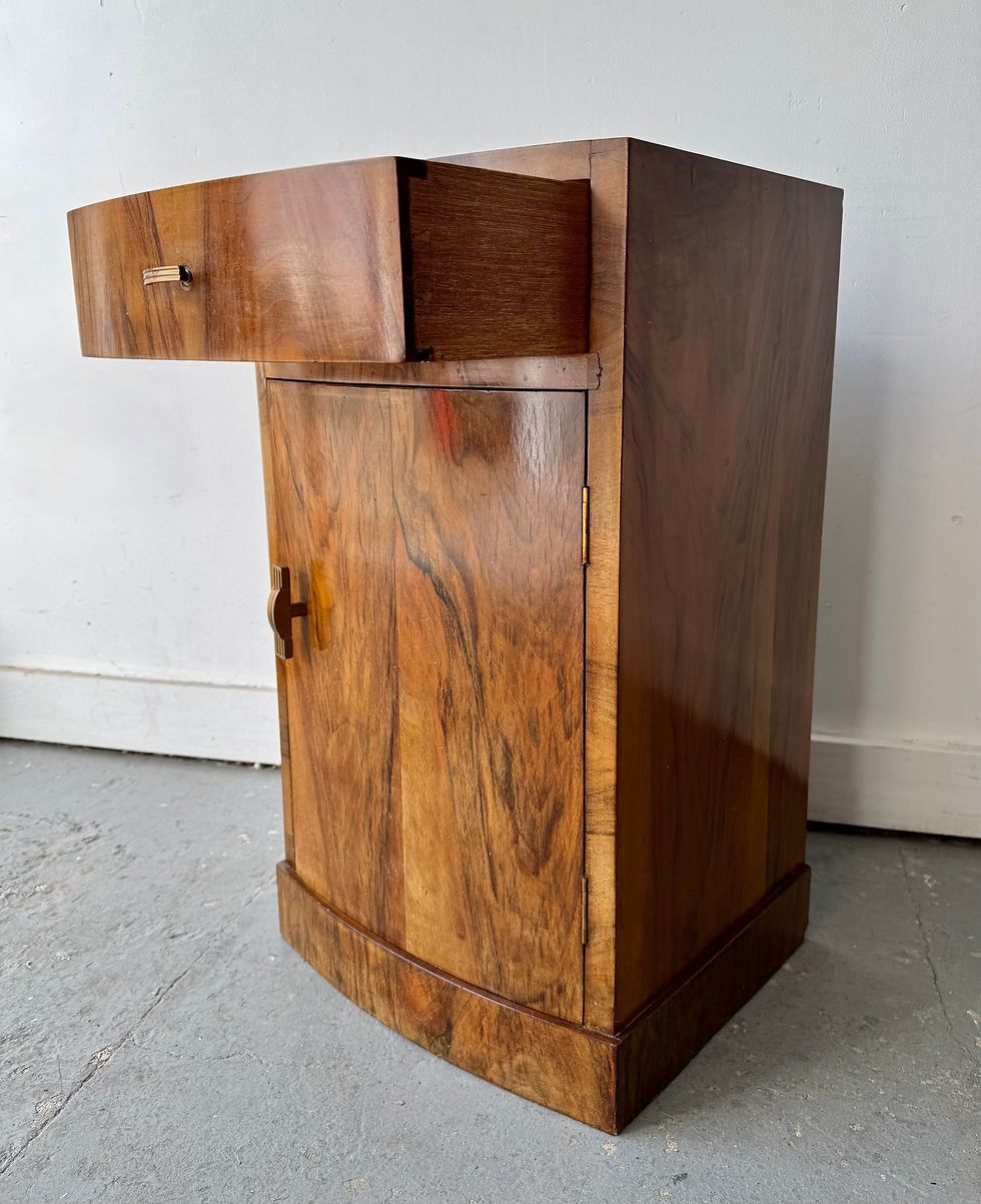 Miniature : Art Deco Bedside Table with Drawer drawer open