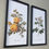 Miniature : PAIR ORIGINAL VINTAGE FLORAL PRINTS 1970's ca