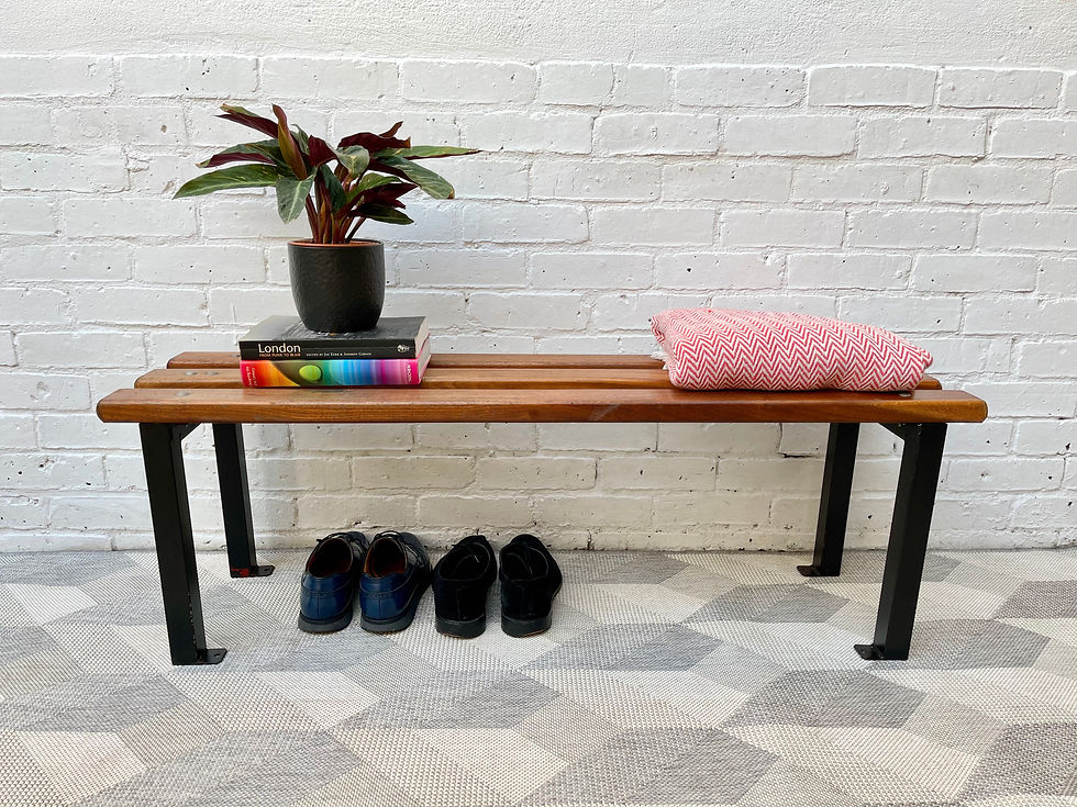 Vintage School Bench Teak and Metal