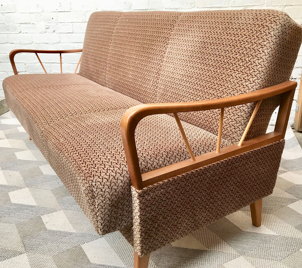 Miniature : Vintage 2 Seater Sofa Bed Settee - German #530