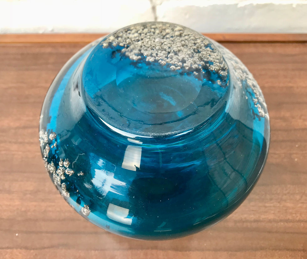 Miniature : Vintage Blue Glass Vase VMF Florida Schott Zwiesel #620