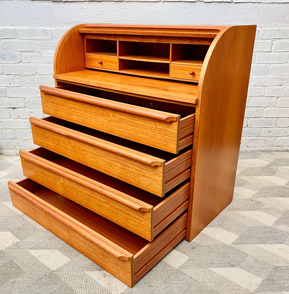 Miniature : Vintage Bureau Desk with Drawers Teak Danish #D280