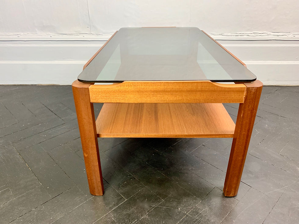 Thumbnail: Vintage Coffee Table Teak Smoked Glass #954