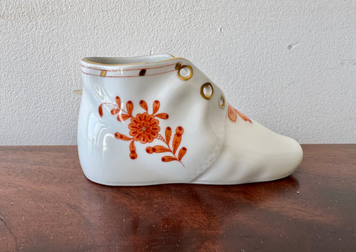Porcelain Childs Baby Shoe Orange by Herend | Design by Davies