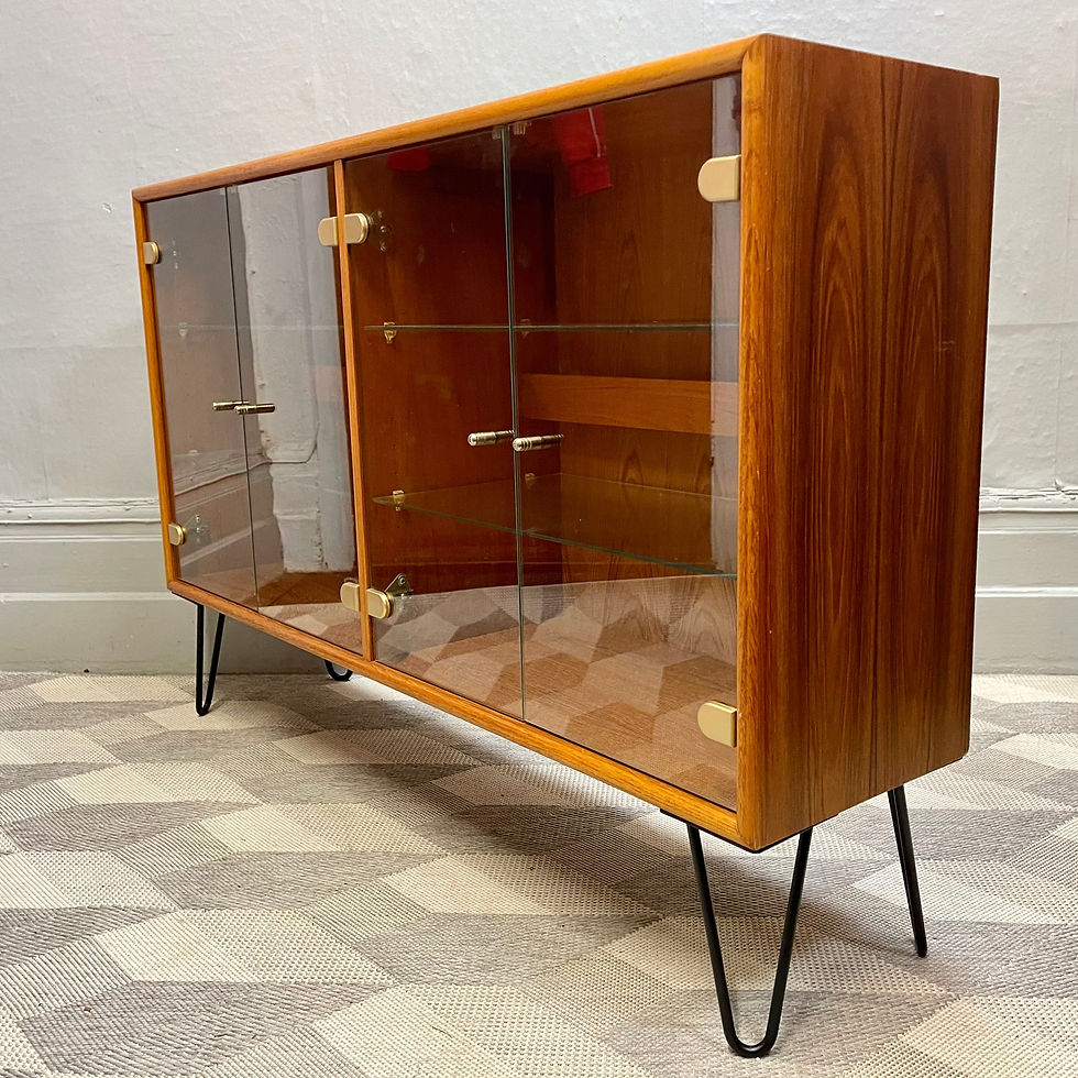 Miniatura: Vintage Danish Teak Glass Cabinet Sideboard