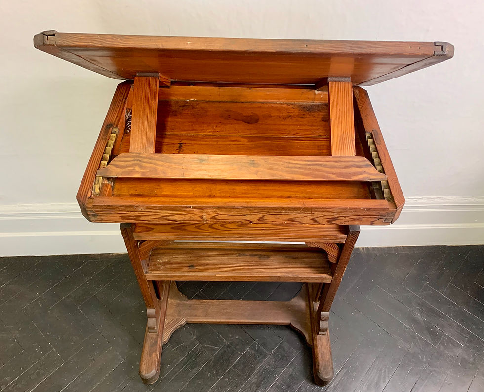 Thumbnail: Vintage Wooden Desk Artist Drawing Adjustable Height #930