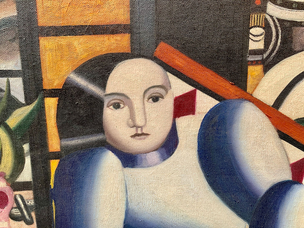 Thumbnail: Art Deco Oil Painting, La femme et l'enfant, After Fernand Léger face