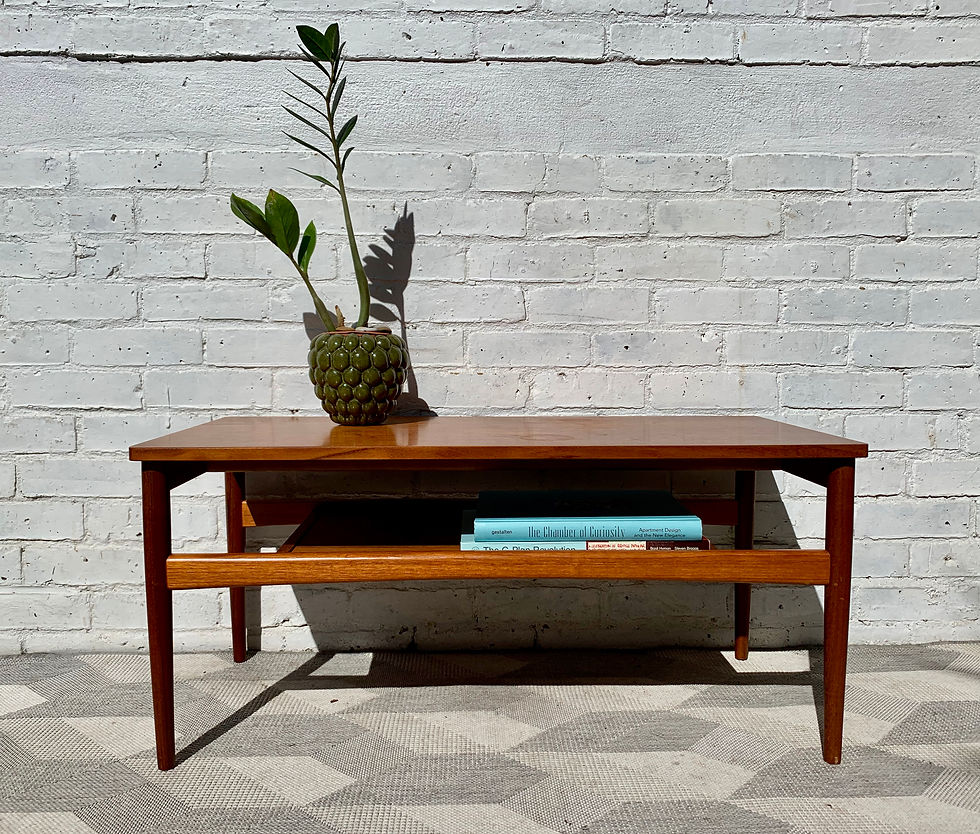 Vintage Coffee Table With Shelf Teak  front