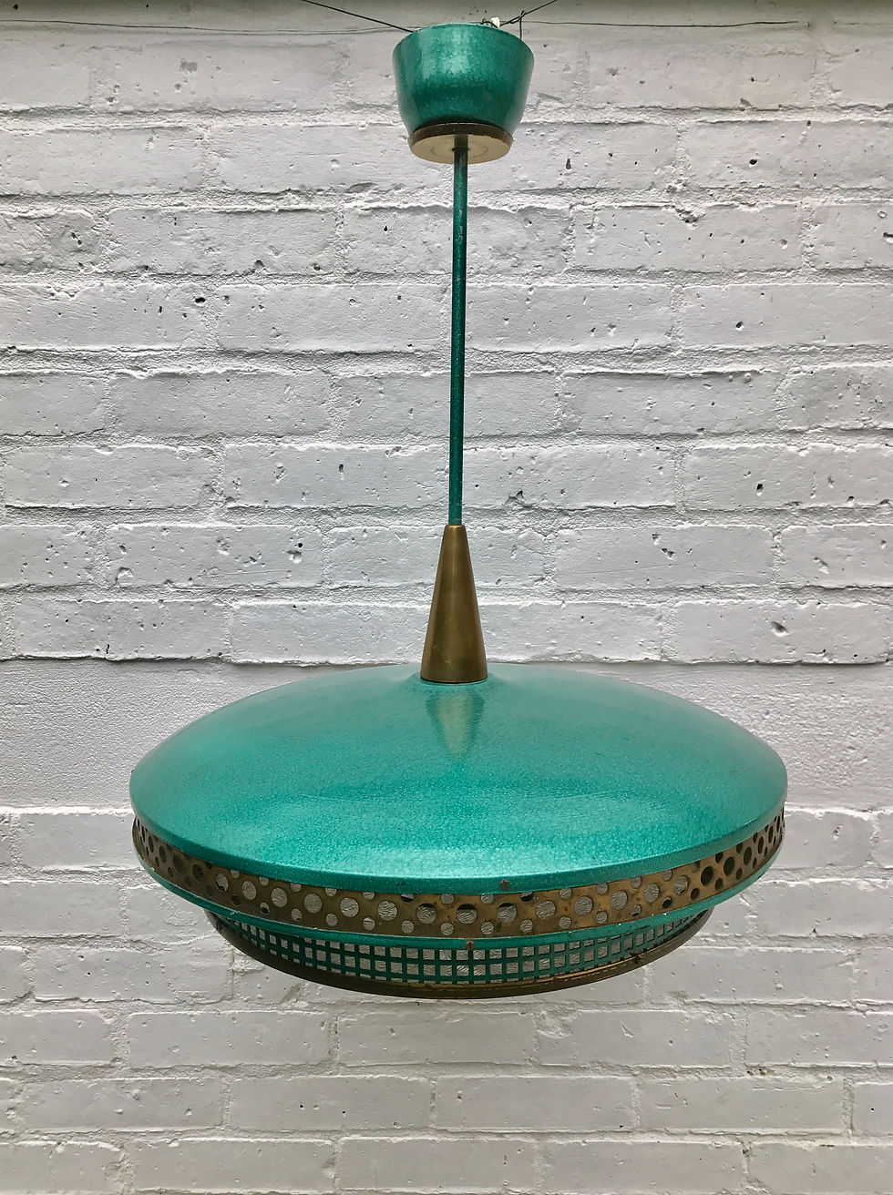 Turquoise Vintage Pendant Light Chandelier 1950s ca #188