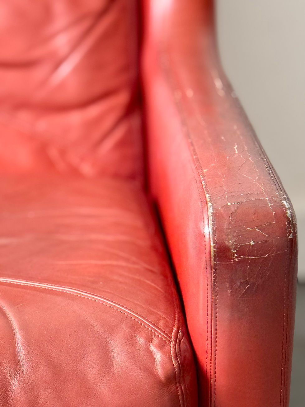 Thumbnail: Vintage Red Leather Armchair by Minty of Oxford
