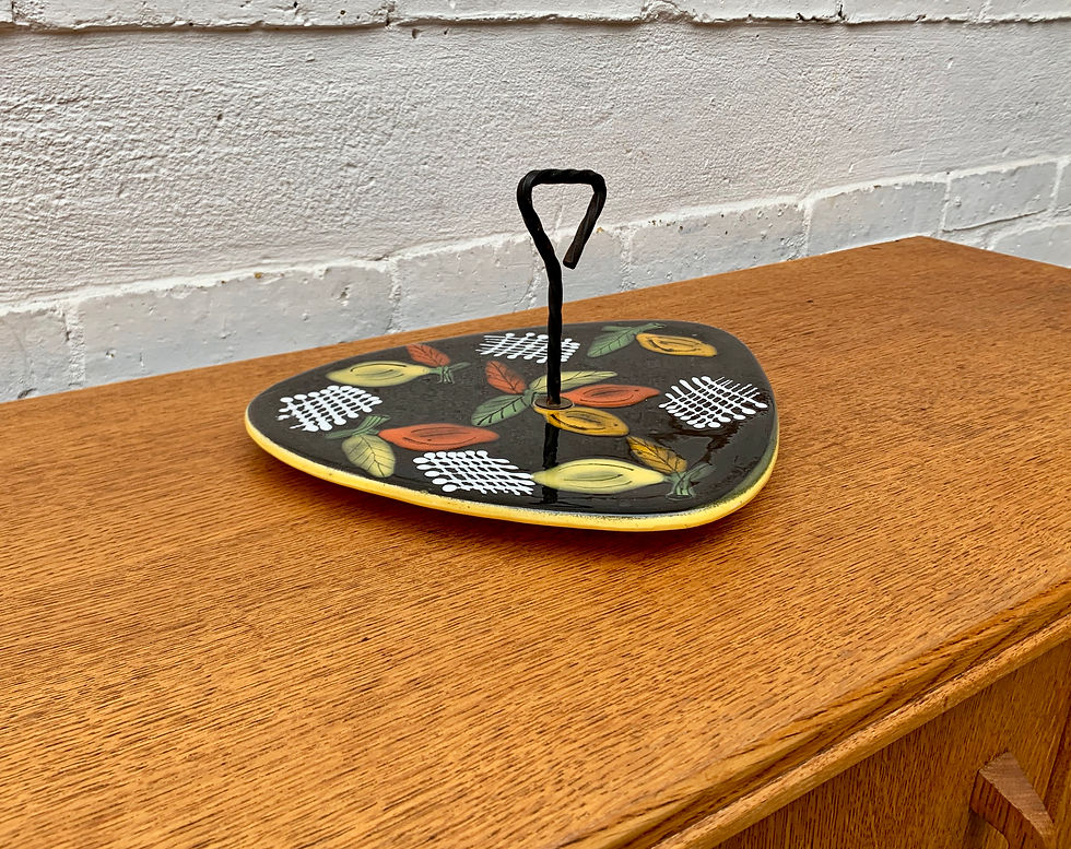 Miniatura: Vintage Ceramic Cheese Platter Black