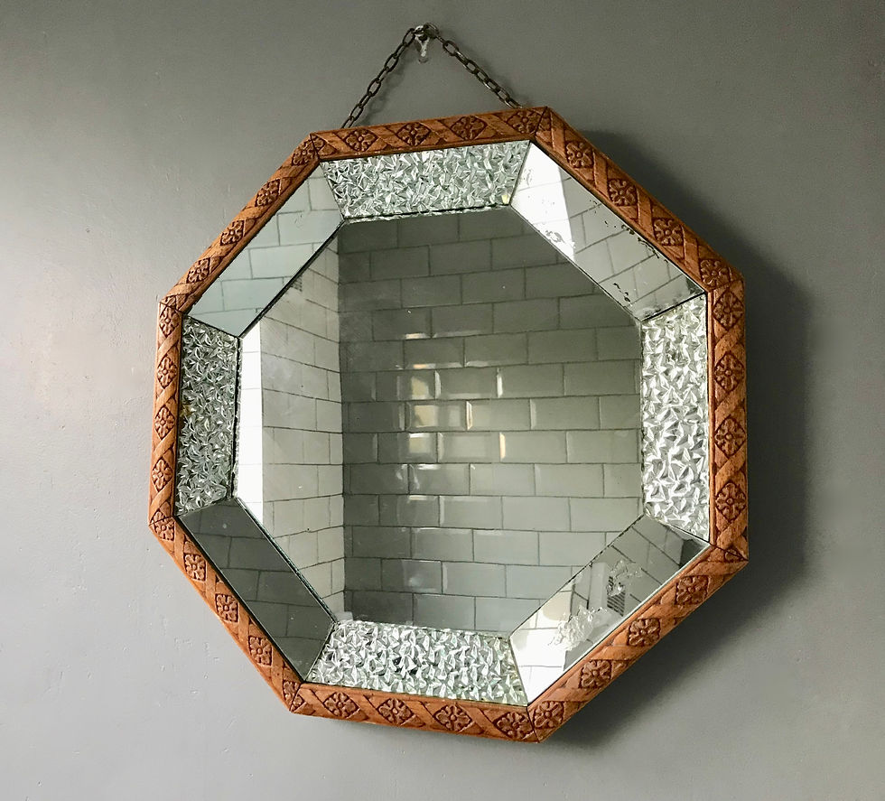 Miniatura: Octagonal Wall Mirror Wood Frame #478