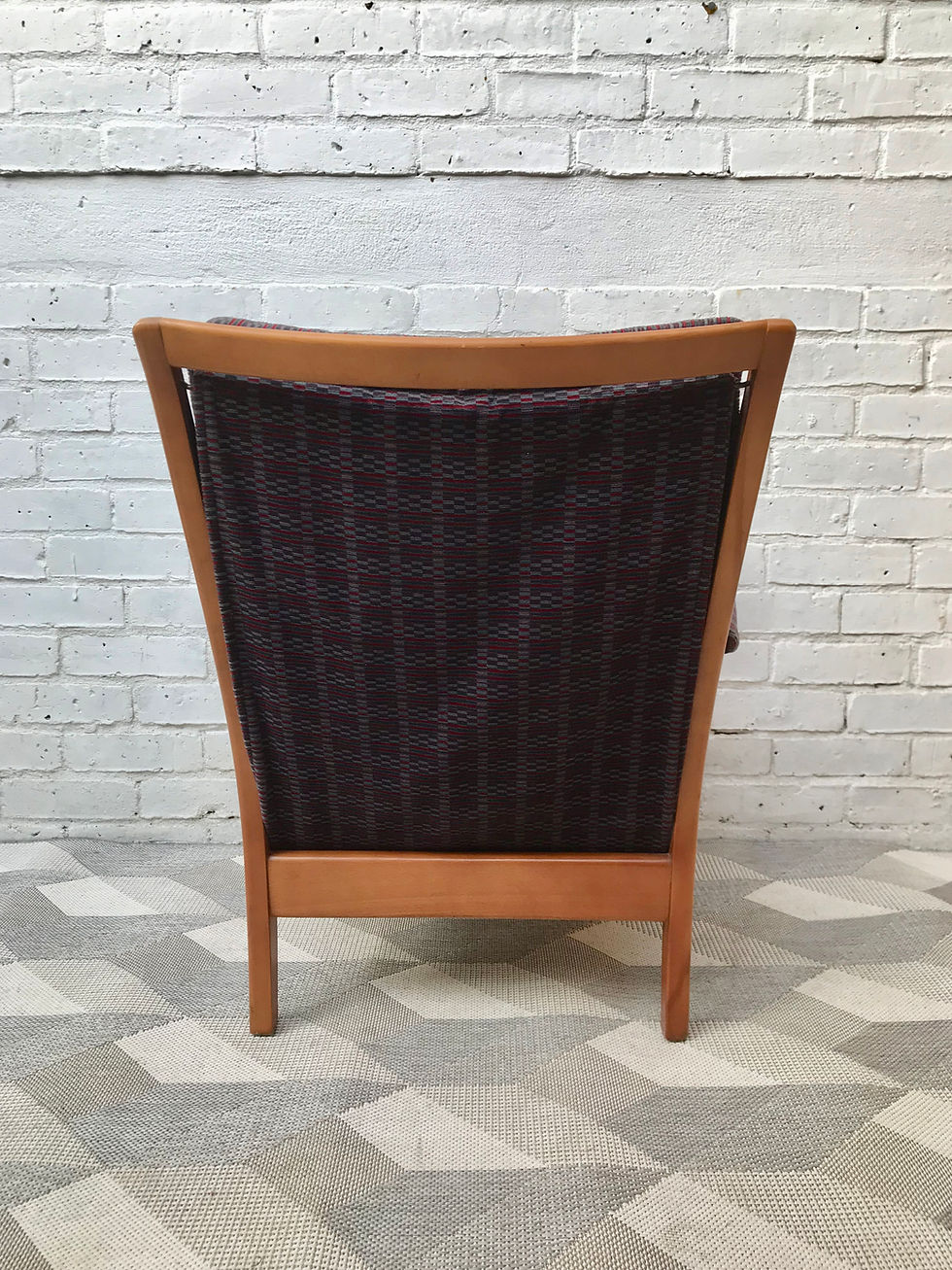 Miniatura: Vintage Retro Wooden Armchair Cintique Reupholster #623
