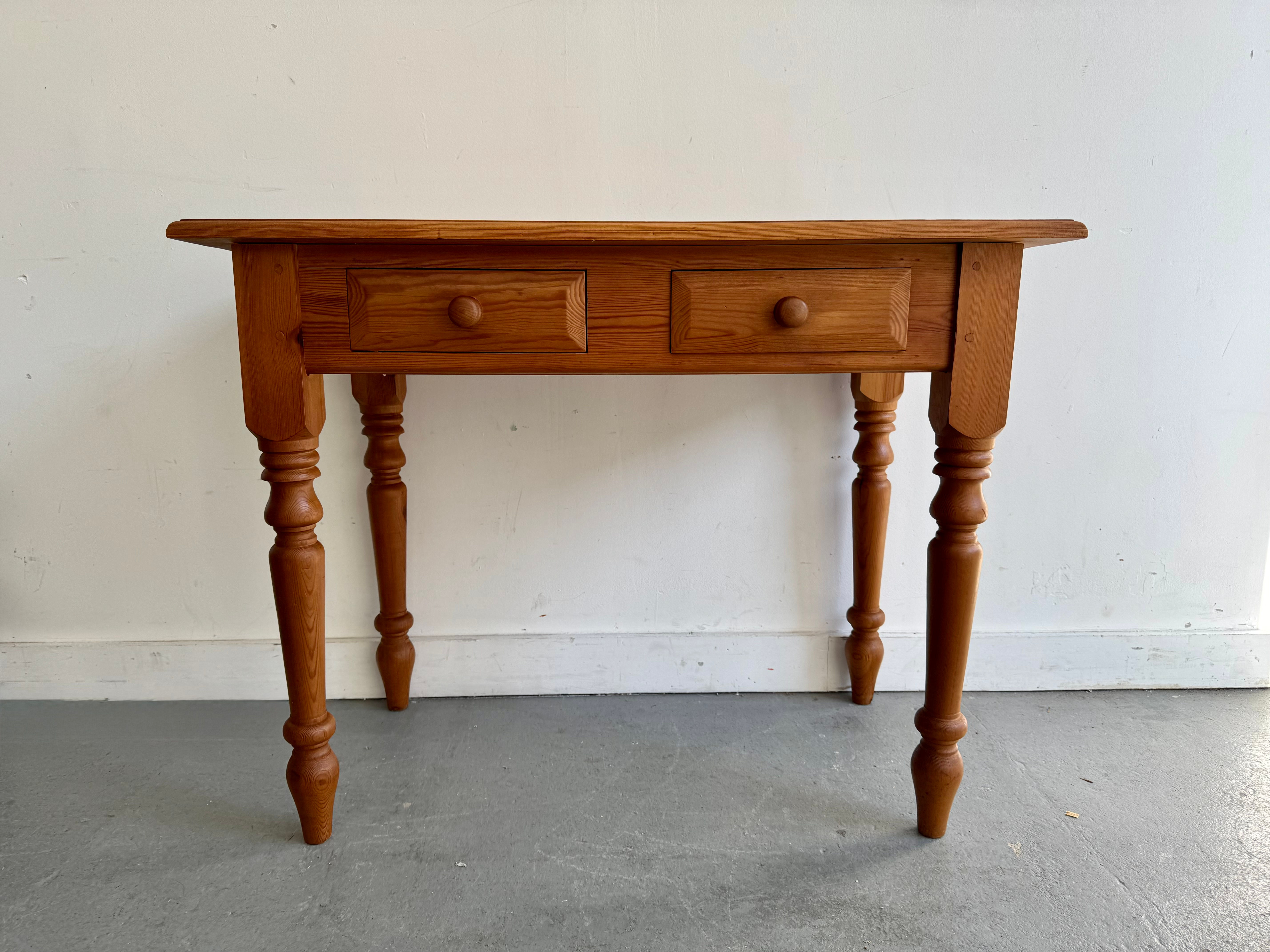 Vintage Pine Desk with Drawers