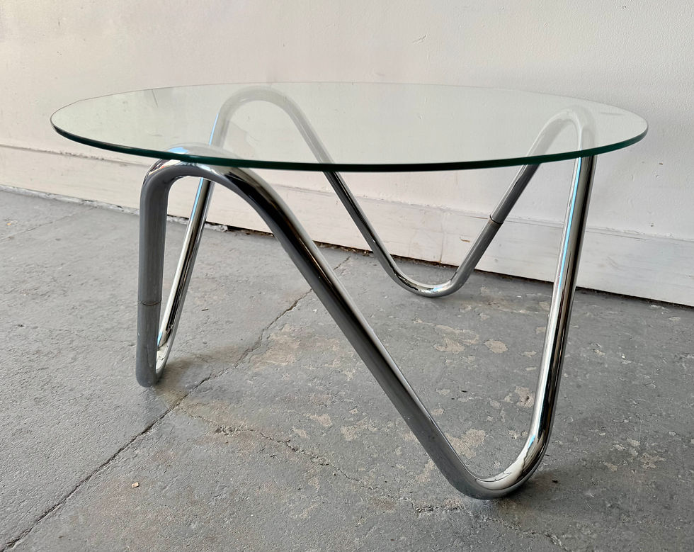 Thumbnail: Vintage Round Glass Coffee Table Chrome