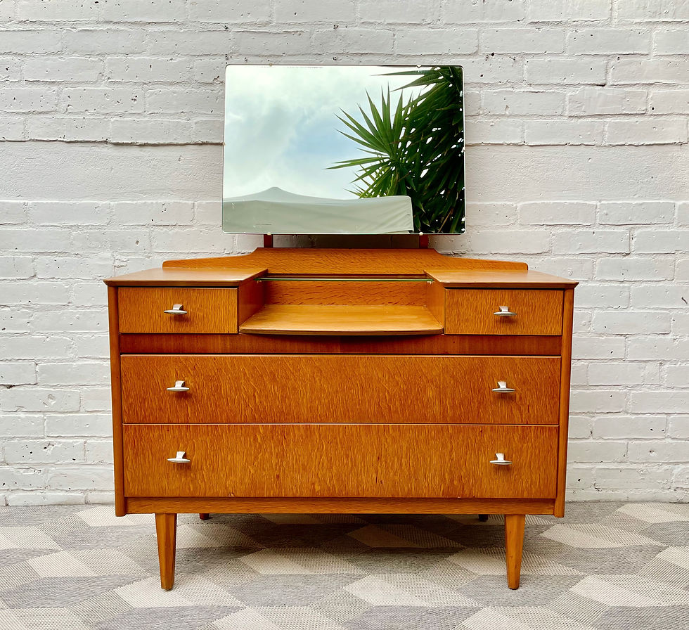 Vintage Dressing Table with Mirror and Drawers by Lebus front