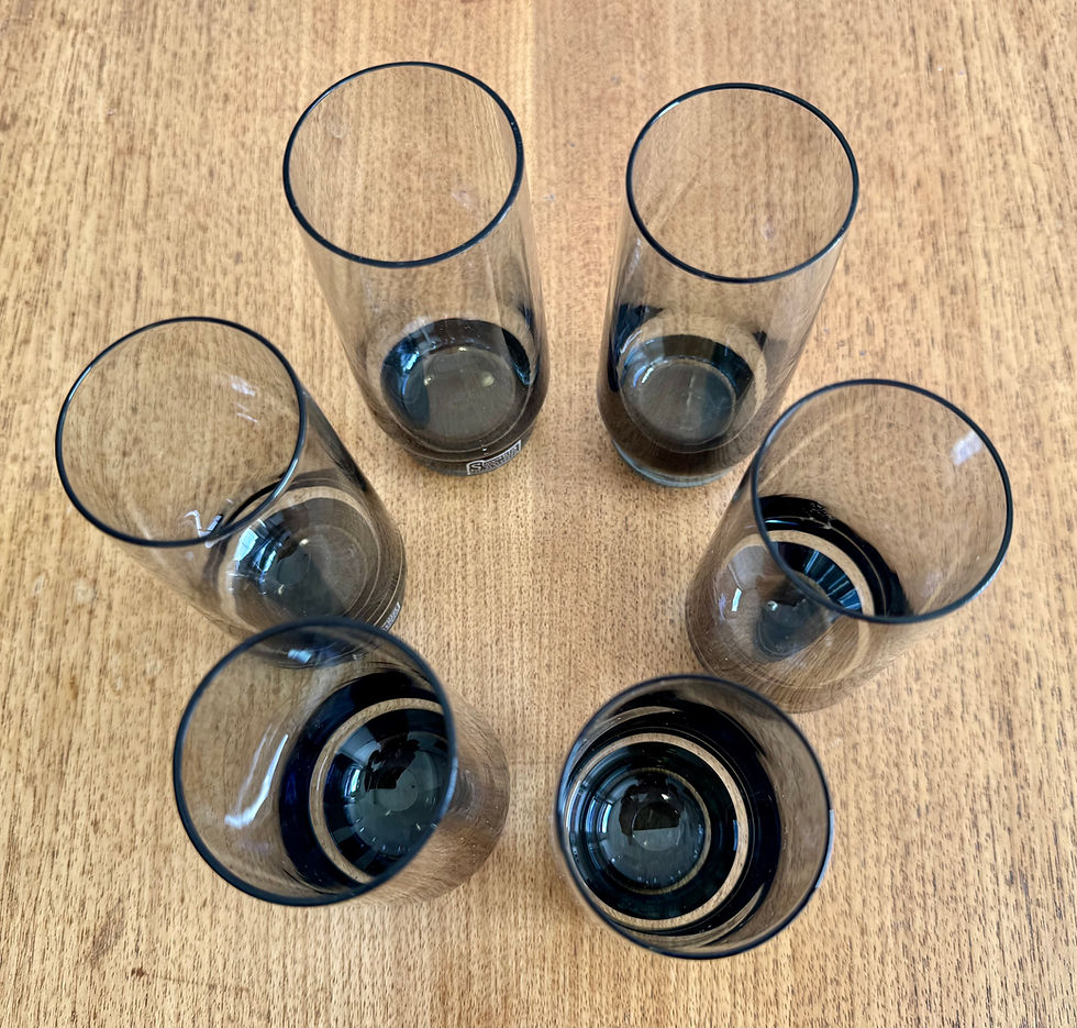 Thumbnail: Set of 6 Vintage Drinking Glasses Smoked Glass Slovakia top