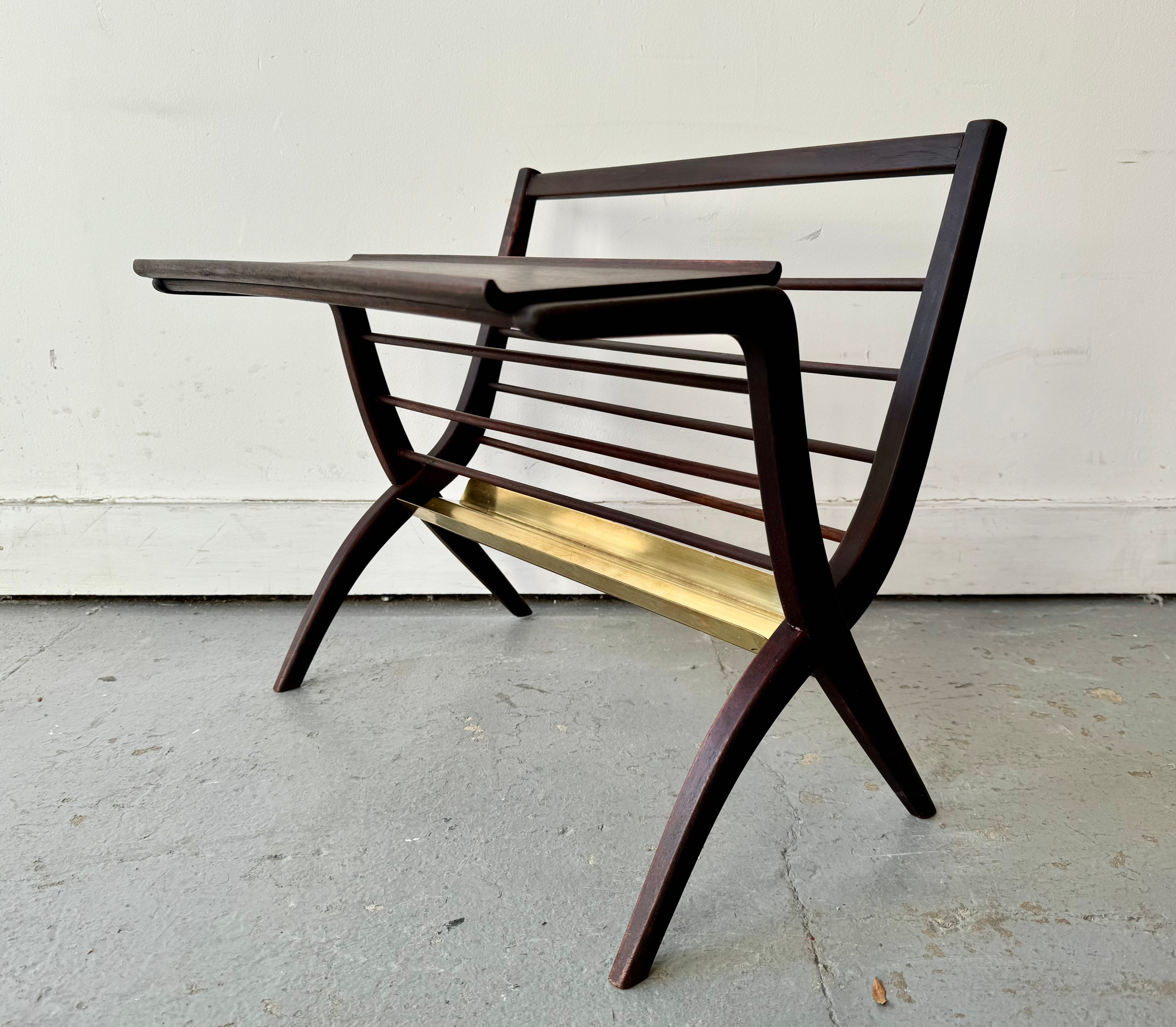 Vintage Wooden Italian Magazine Rack side view