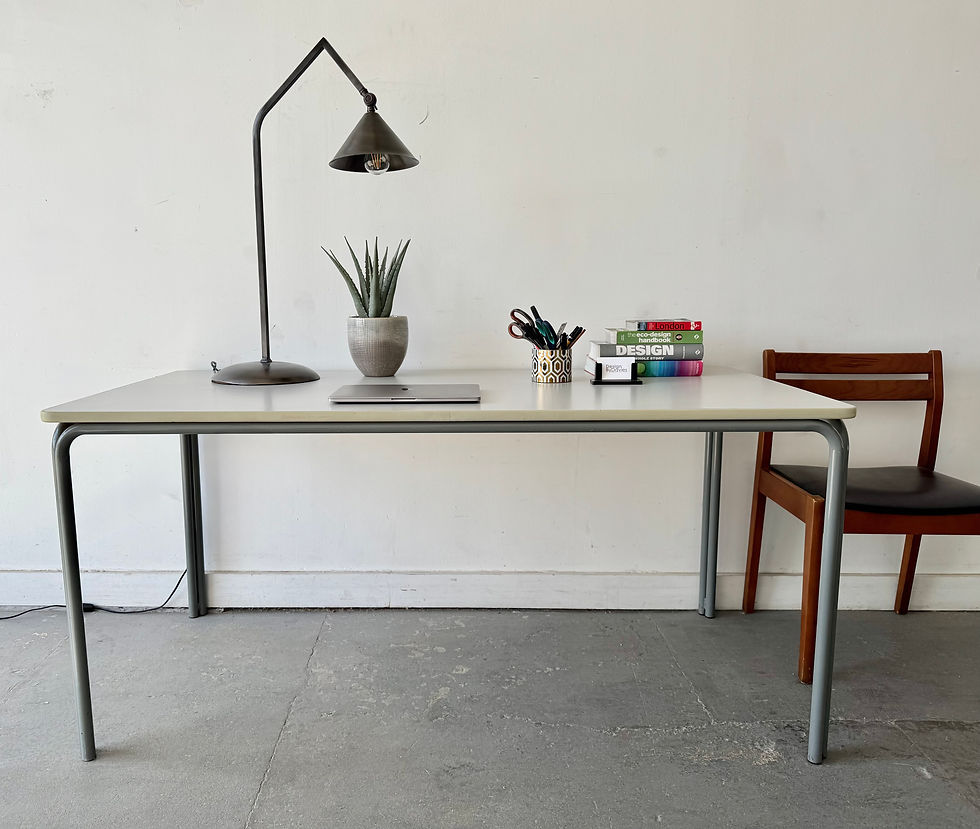 Miniatura: Large Vintage School Desk – Grey Formica Top & Tubular Steel Frame