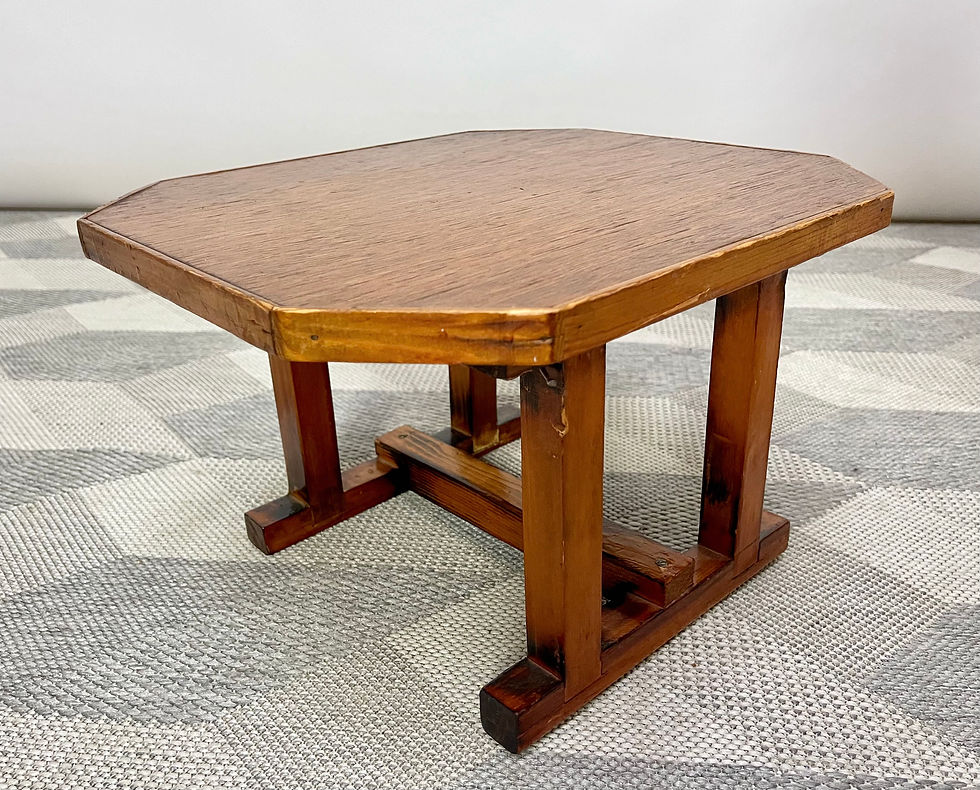 Vintage Small Wooden Asian Tea Table corner view