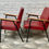 Miniatura: Vintage Pair of Side Chairs Armchairs Red Vinyl #809