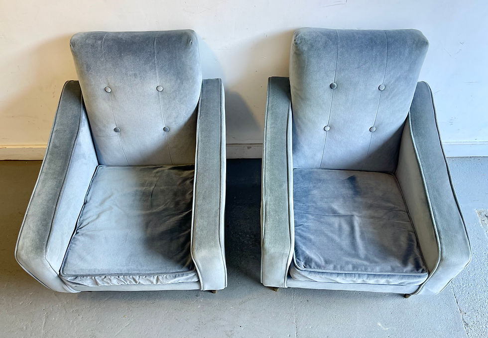Pair of Vintage Blue Velvet Armchairs top