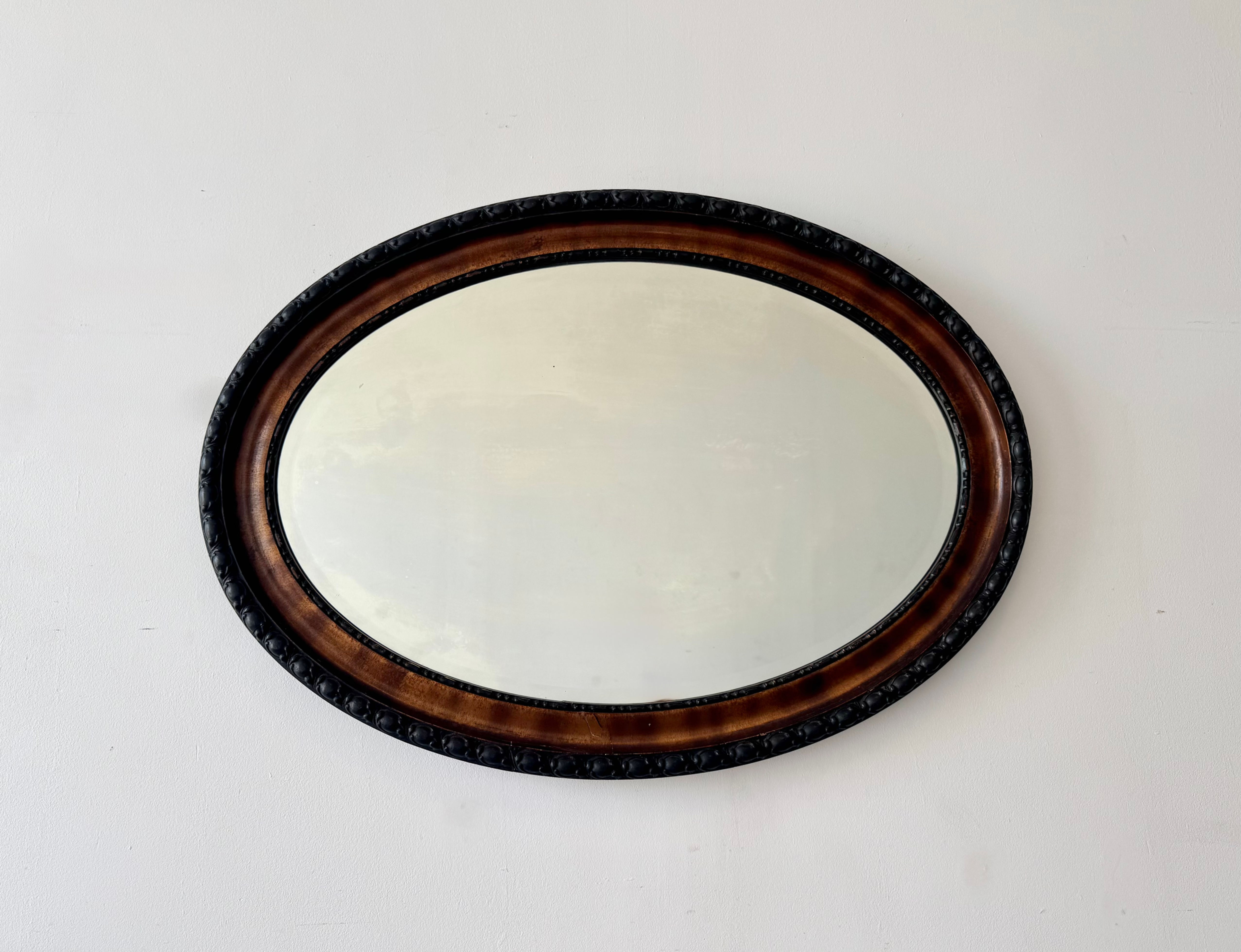 Edwardian Oval Wall Mirror Bevelled Edge