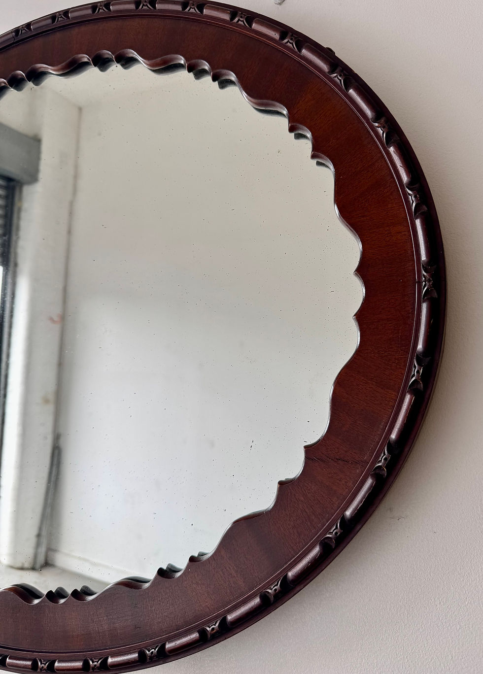 Thumbnail: Antique Oval Mahogany Wall Mirror right view