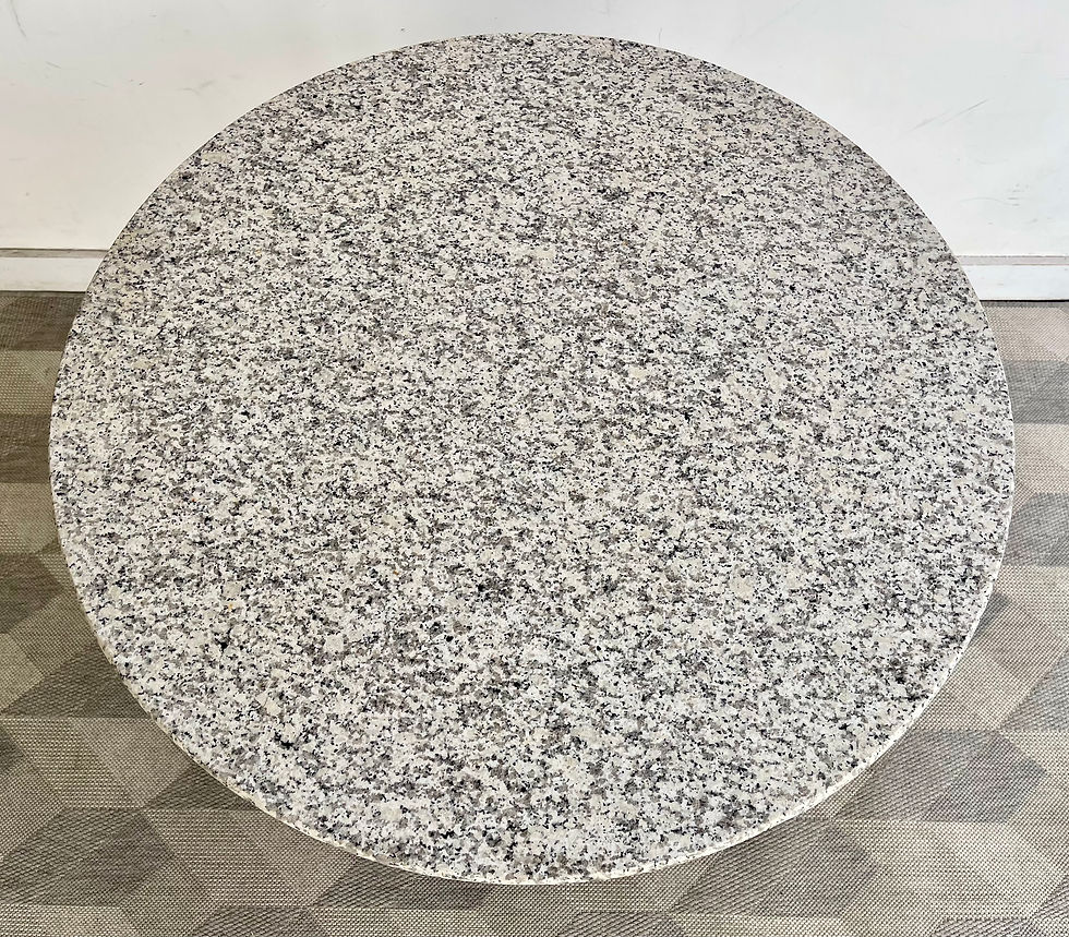 Miniature : Round Granite Garden Table with Metal Base