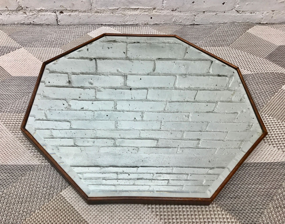 Miniature : Vintage Hexagonal Wooden Mirror #441