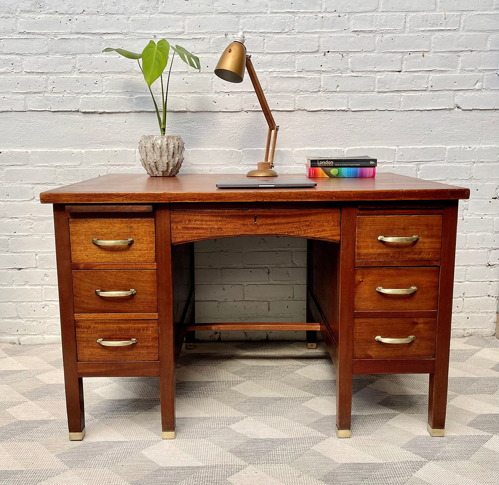 Vintage Wooden Desk with Drawers Mahogany