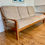 Miniatura: Vintage Oak Wood Sofa Settee Beige #D7
