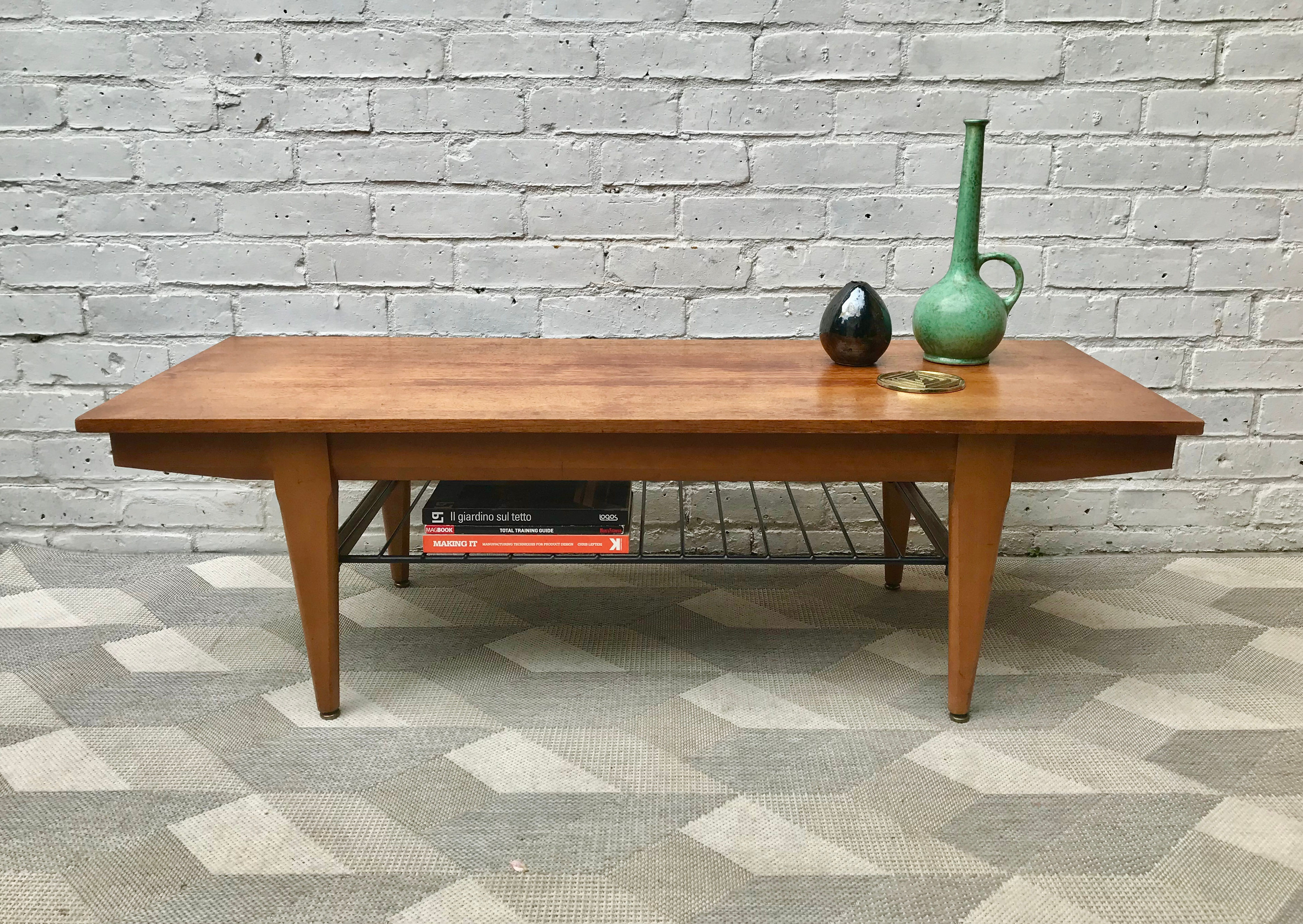 Vintage Retro Coffee Table With Shelf #723