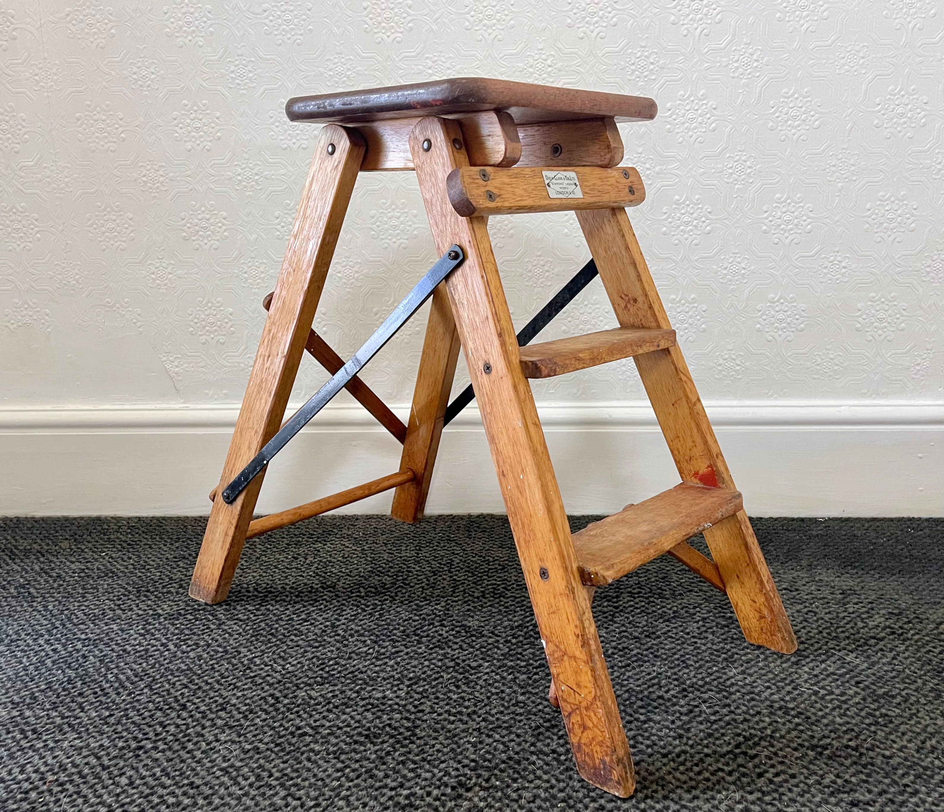 Vintage Folding Wooden Step Ladder