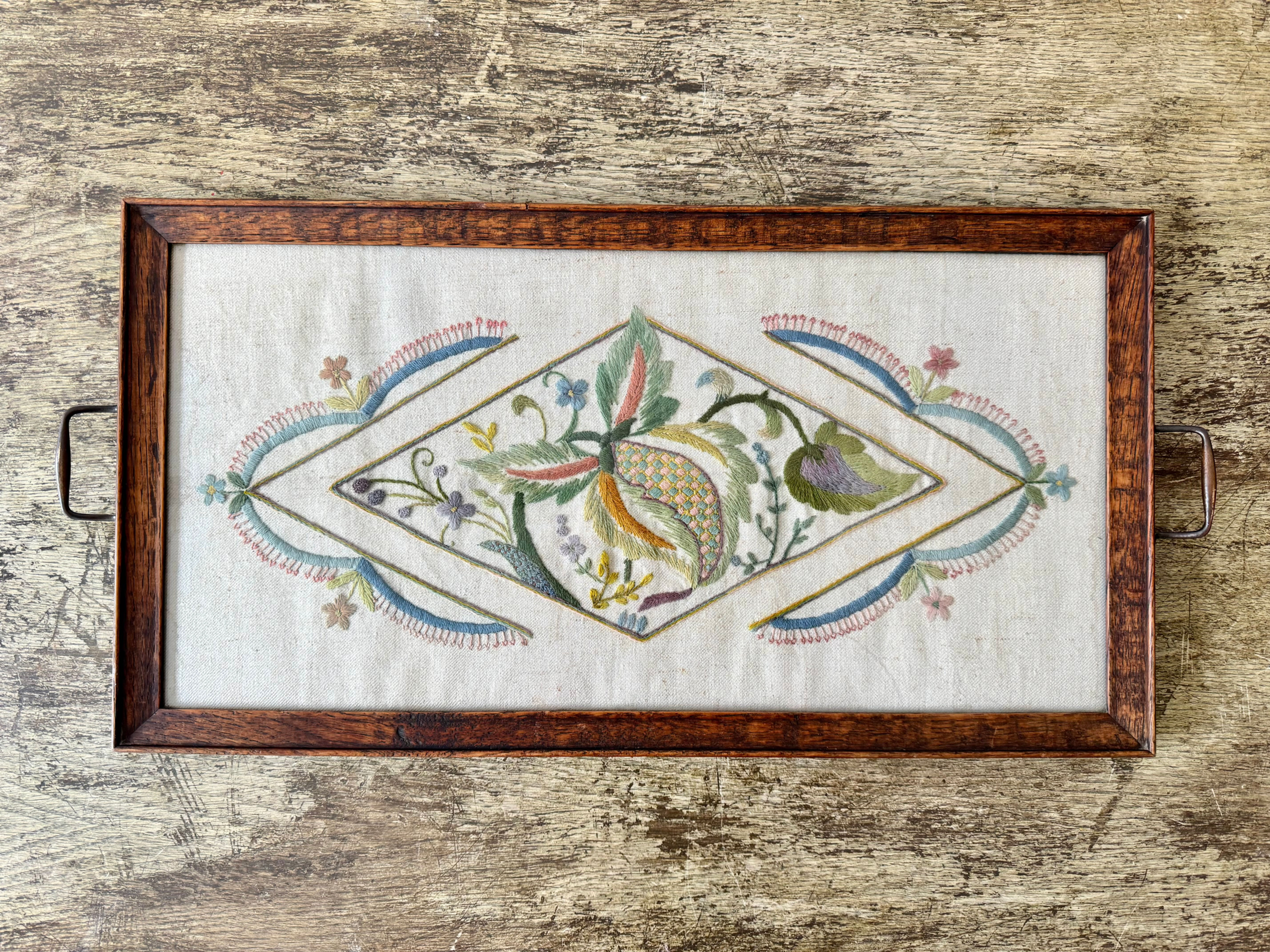 Vintage Needlework Embroidery Tray