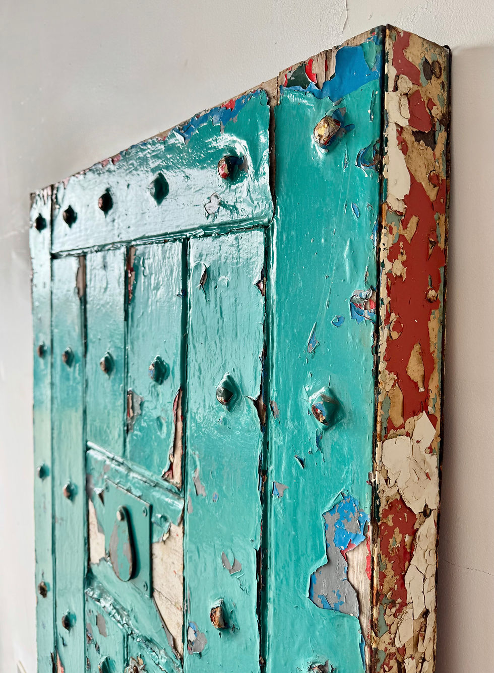 Miniature : Reclaimed Victorian Wooden Prison Door Blue