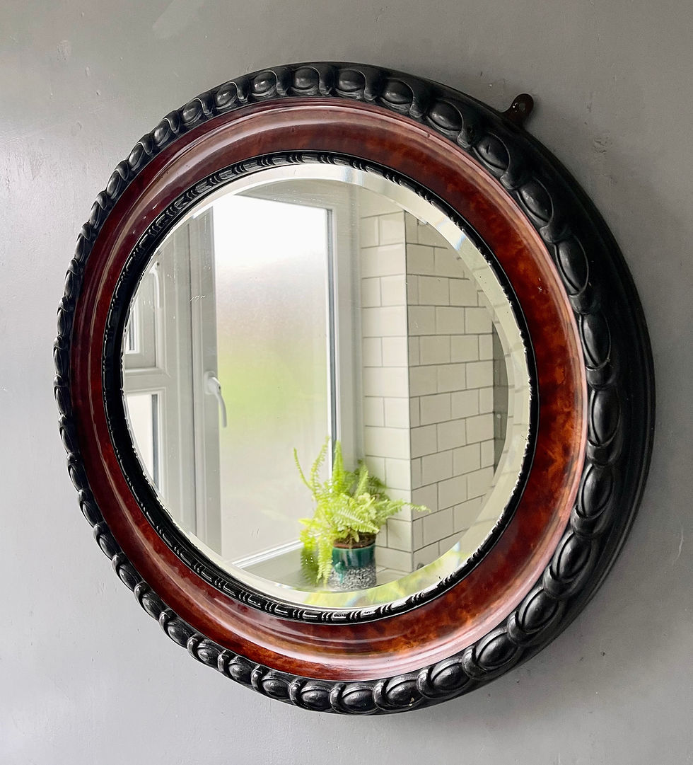 Thumbnail: Vintage Oval Wall Mirror with Bevelled Edge right