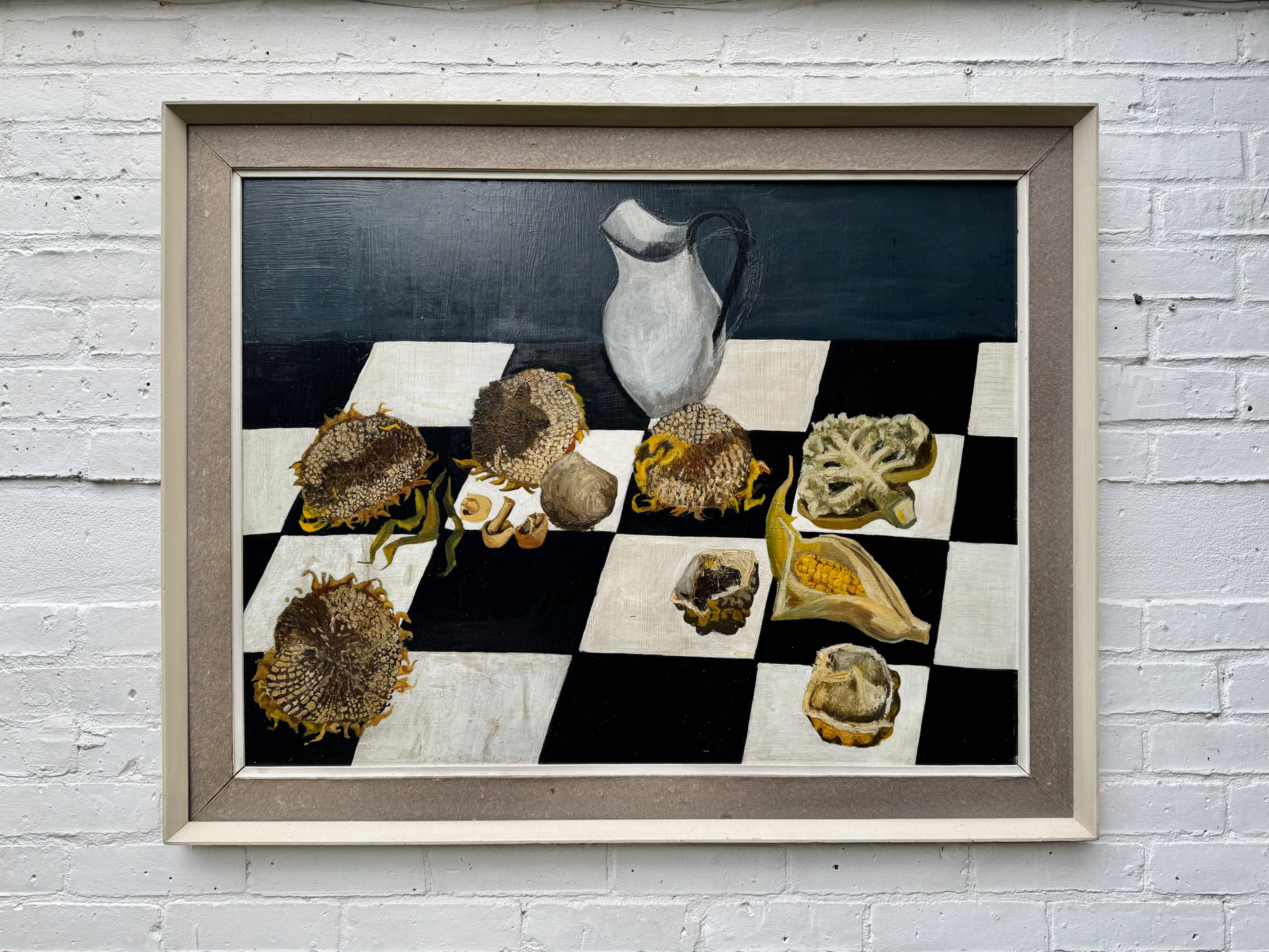 Large Vintage Surrealist Still Life Oil Painting front