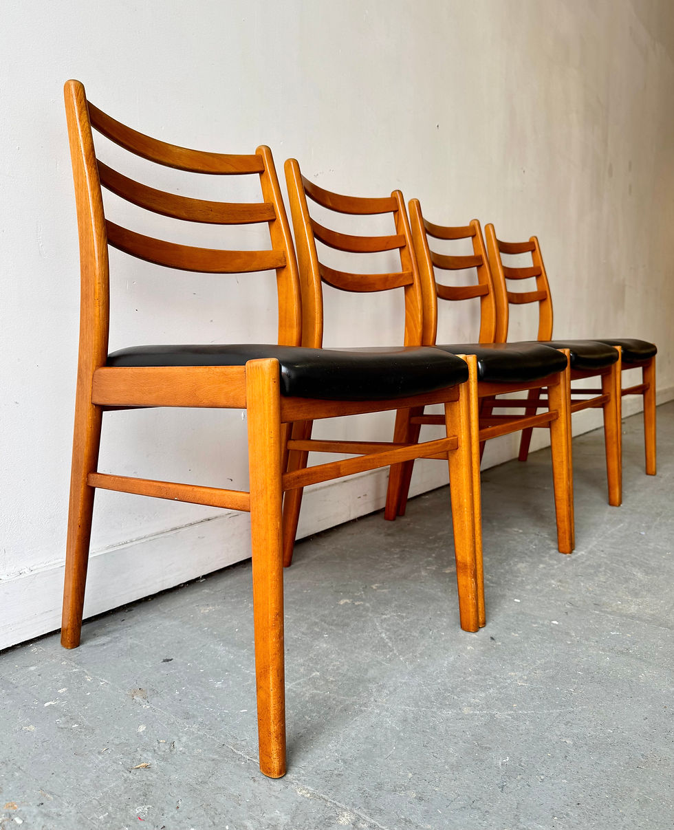 Thumbnail: Vintage Set of 4 Black Vinyl Dining Chairs left side