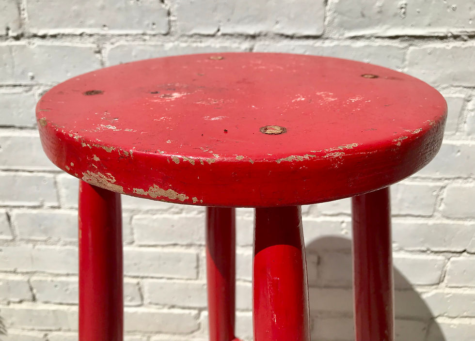Thumbnail: Vintage Wooden Bar Stool Elm Red #733