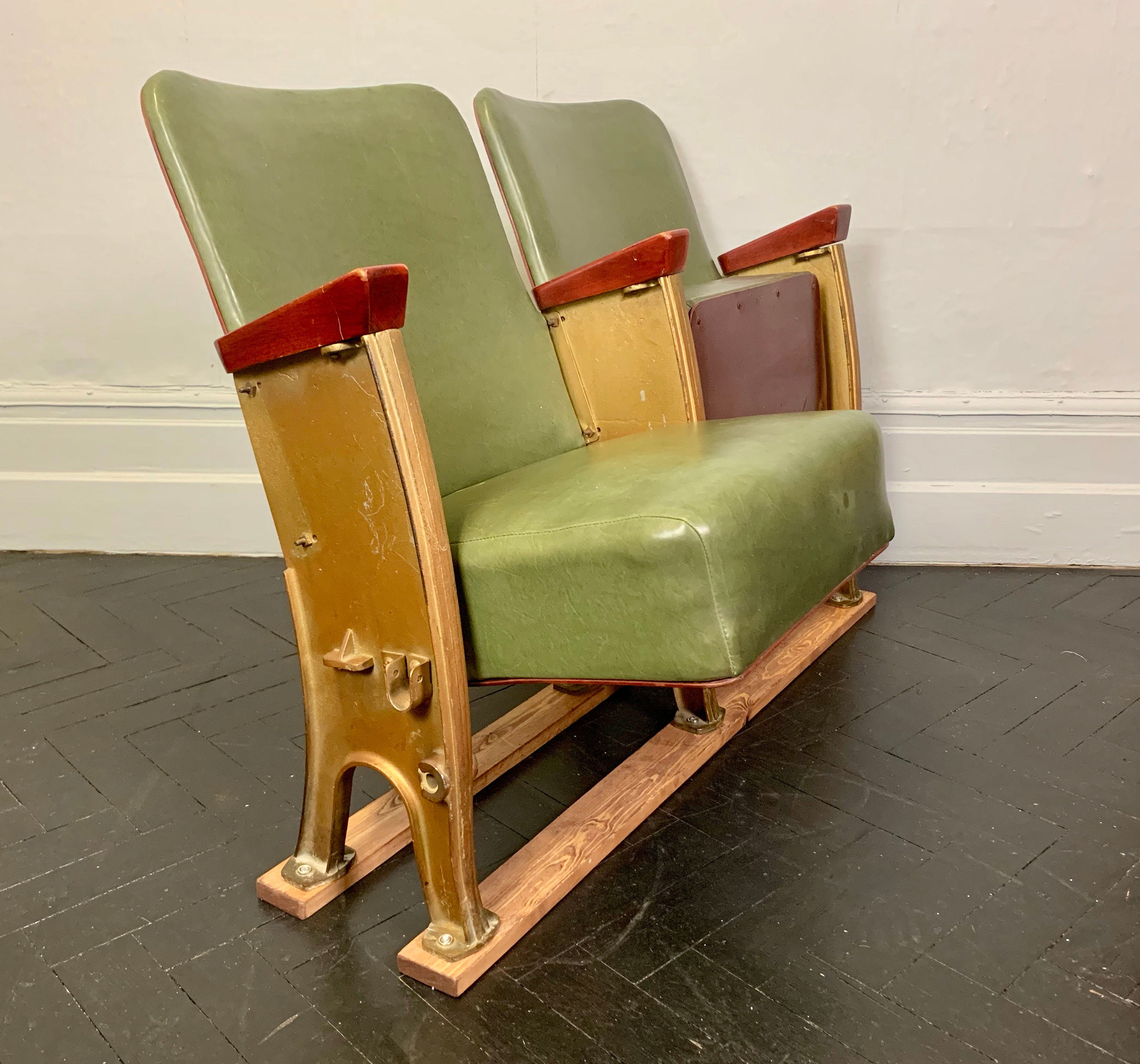 Vintage Cinema Theatre Seats Green Vinyl #904