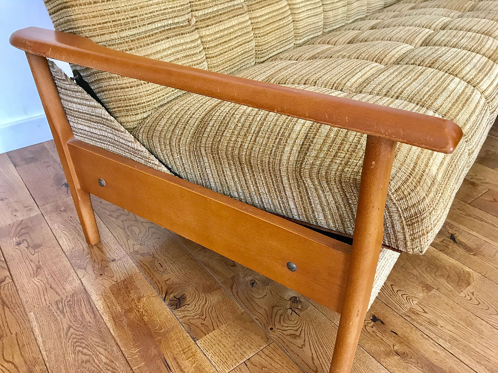 Miniature : Vintage Retro Sofa Bed Wooden Armrests #361