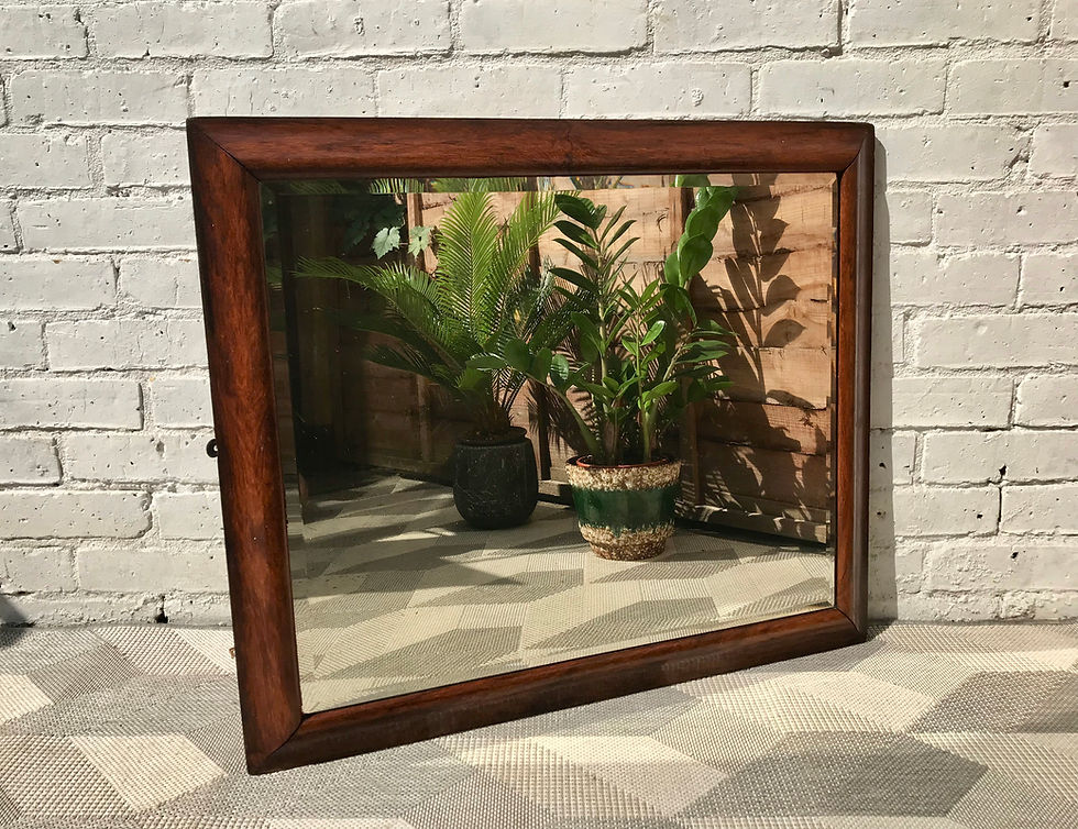 Miniature : Antique Wall Mirror Wood Frame Beveled #813