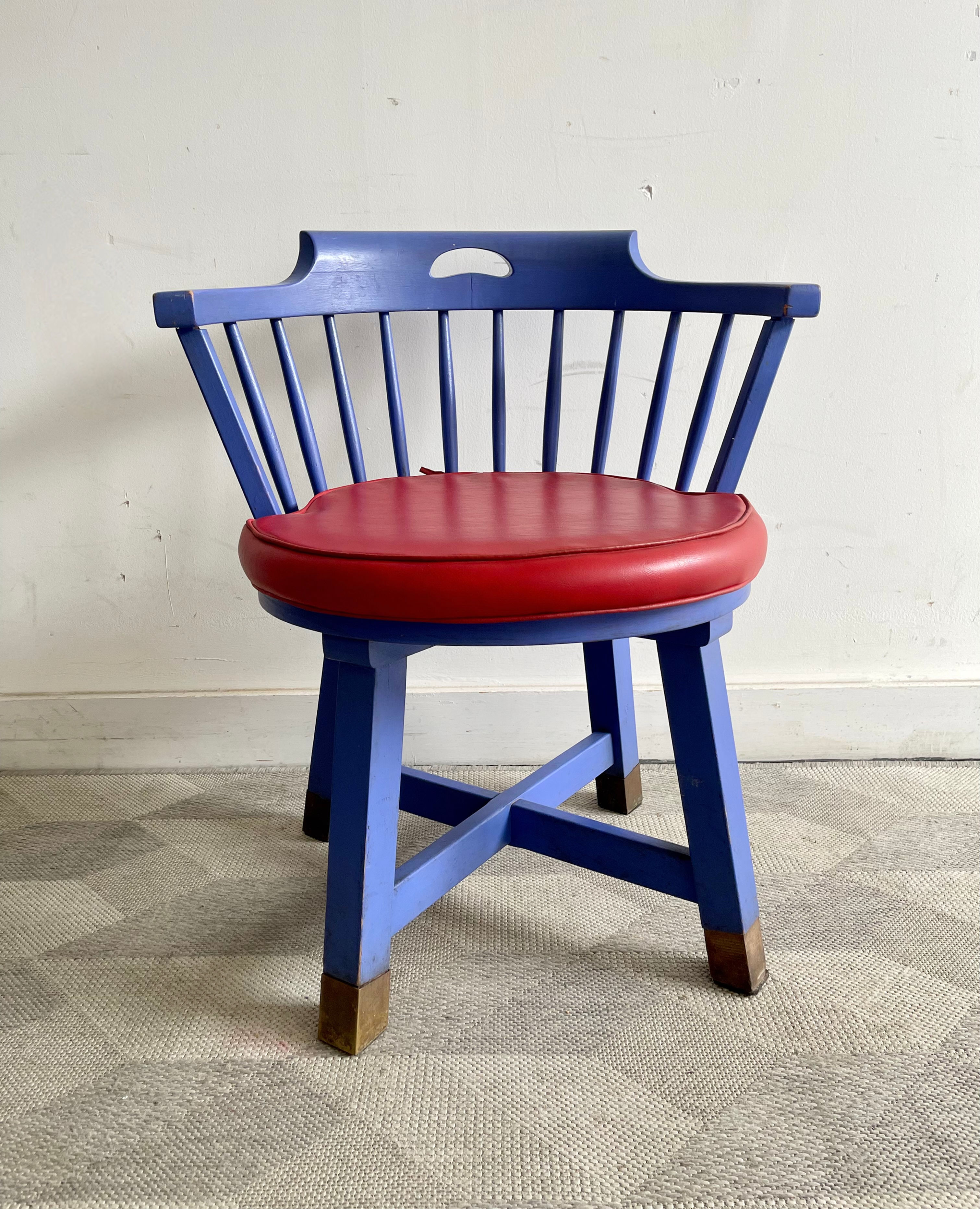 Vintage Purple Dining Chair with Seat Pad