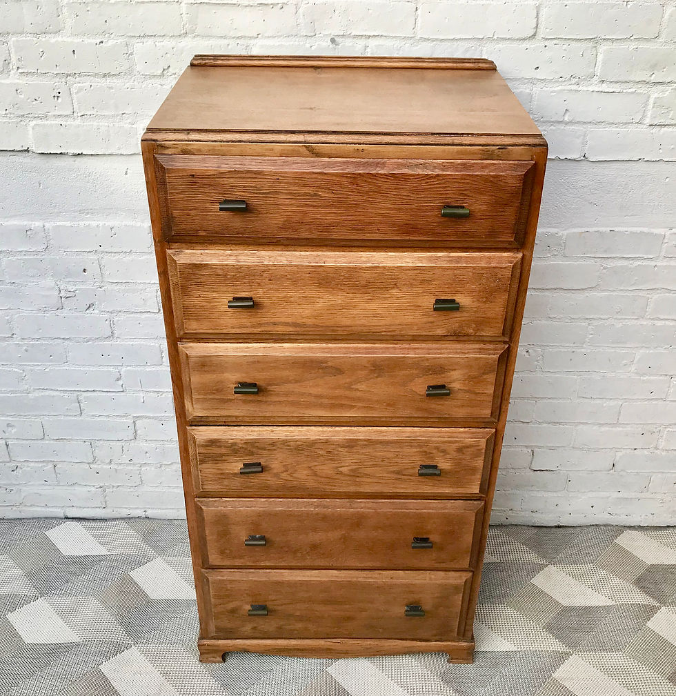 Miniatura: Vintage Tallboy Chest of Drawers Oak #489