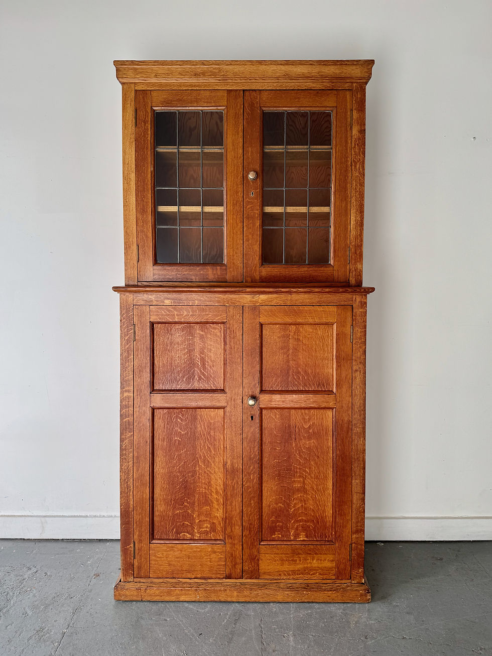 Tall Art Deco Oak Bookcase front