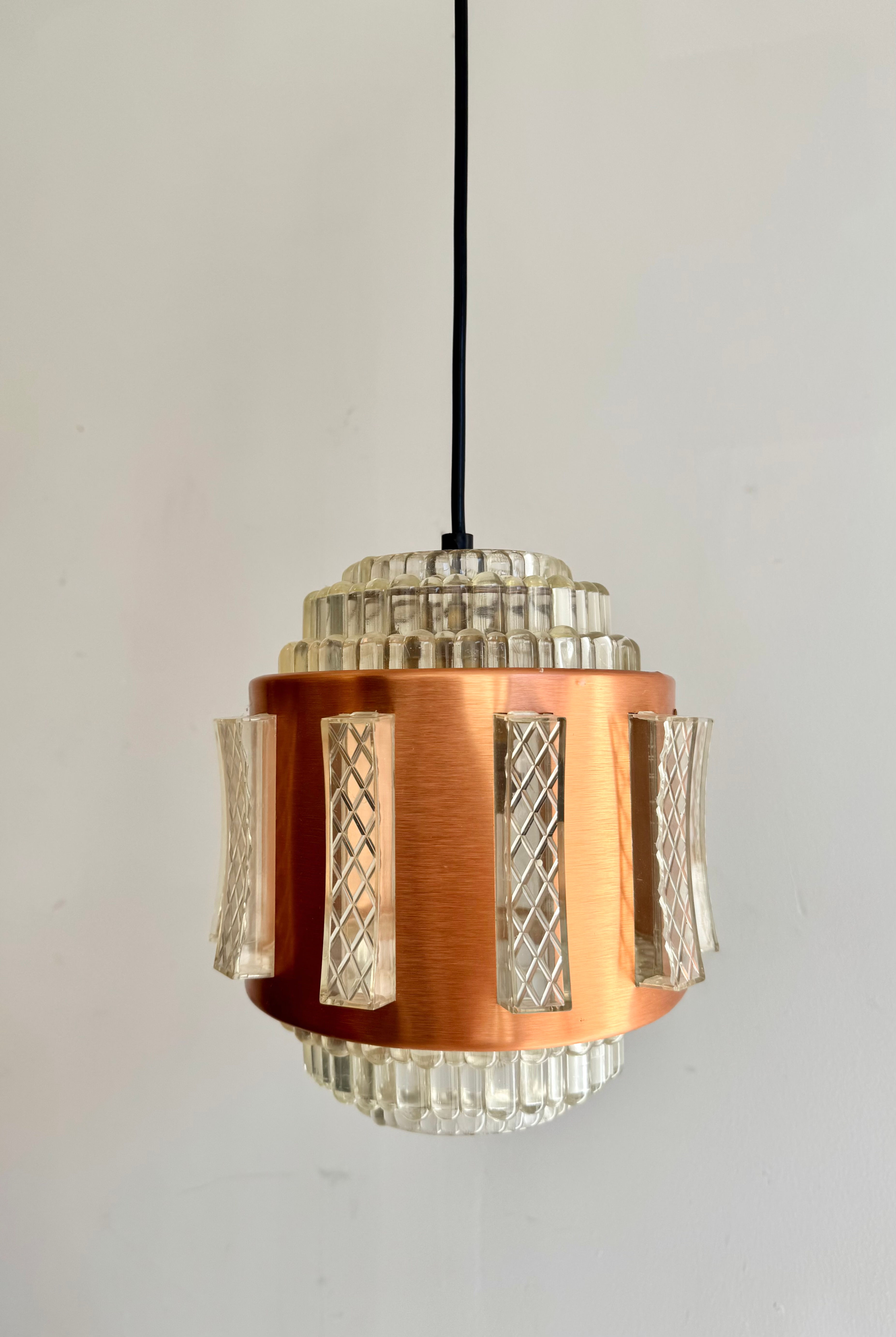 Vintage Pendant Light Copper and Clear Resin front