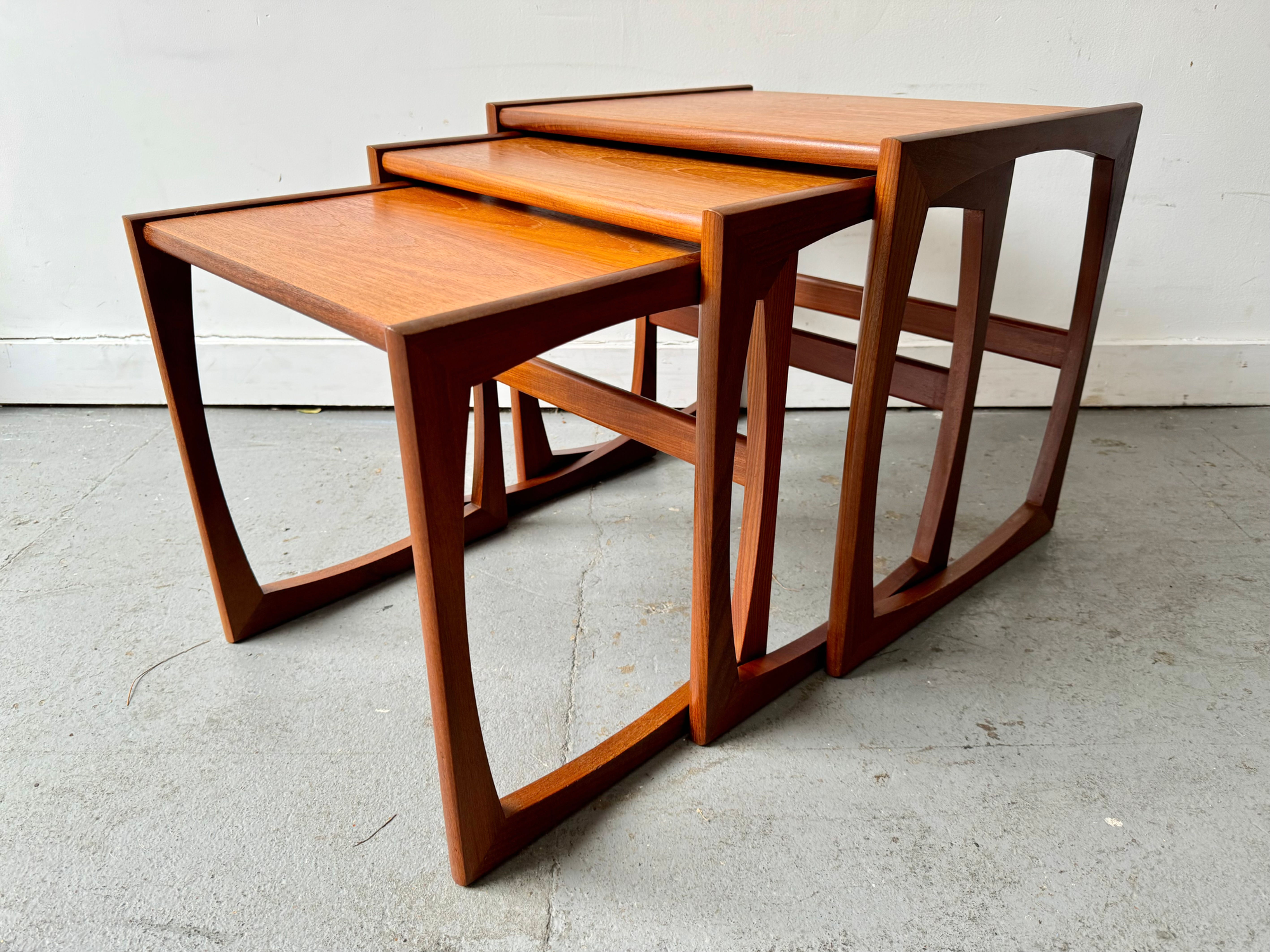 Set of 3 Teak G Plan Nested Tables opening