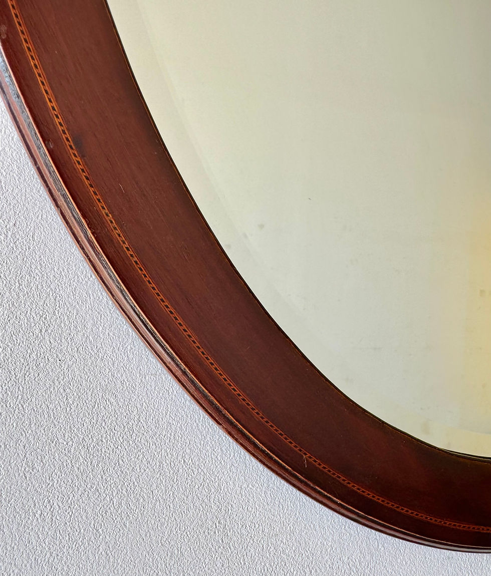 Thumbnail: Antique Oval Mahogany Wall Mirror detail