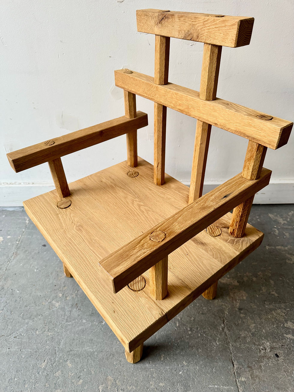 Miniature : Childs Primitive Wooden Armchair